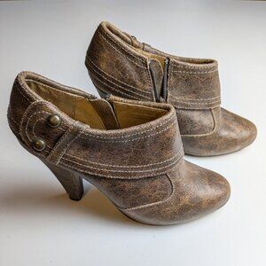 Seychelles Women's Size 7.5 Brown Leather Heeled Ankle Booties Boots